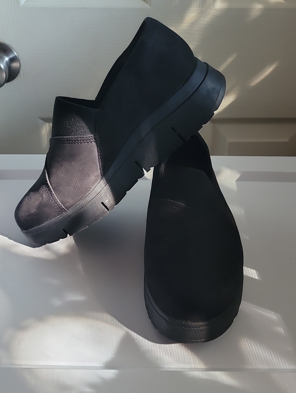 Clarks Black Slip-On Platform Clogs for Women REAL SUEDE REAL LEATHER 8.5 NEW